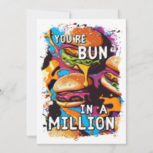 Cartes Pour Fêtes Annuelles BURGER Bun drôle dans un million de jeu de mot pou