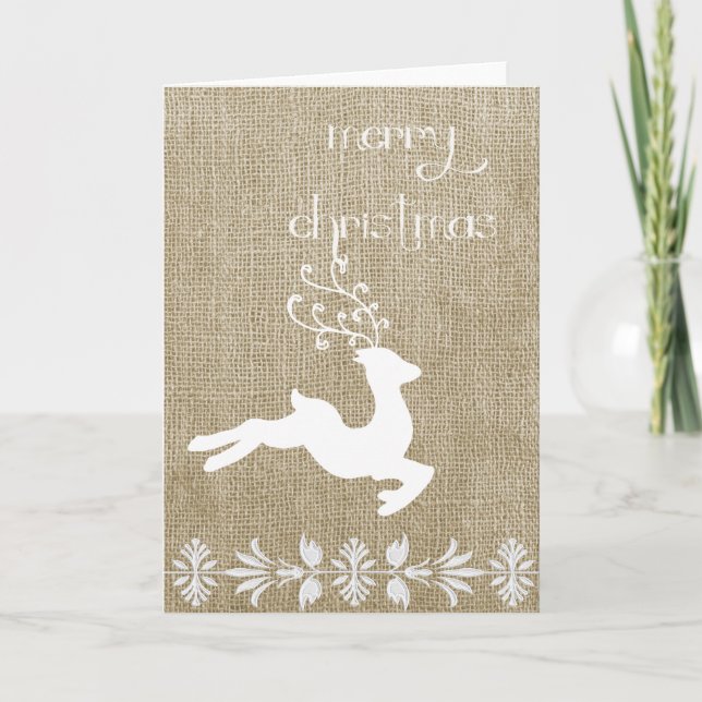 Cartes Pour Fêtes Annuelles Burlap Reindeer (Devant)