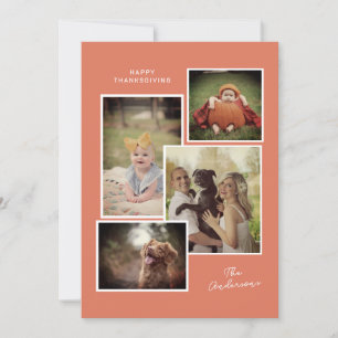 Cartes Pour Fêtes Annuelles Burnt Orange Family Photo Collage Thanksgiving