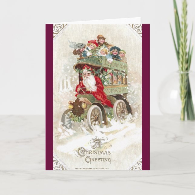 Cartes Pour Fêtes Annuelles Bus du moteur de papa Xmas (Devant)