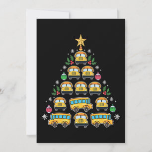 Cartes Pour Fêtes Annuelles Bus scolaire de l'arbre de Noël conducteur drôle N