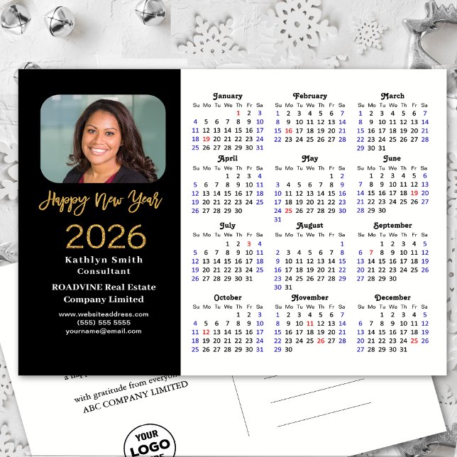 Cartes Pour Fêtes Annuelles Business 2026 Calendrier Parties scintillant moder (Créateur téléchargé)