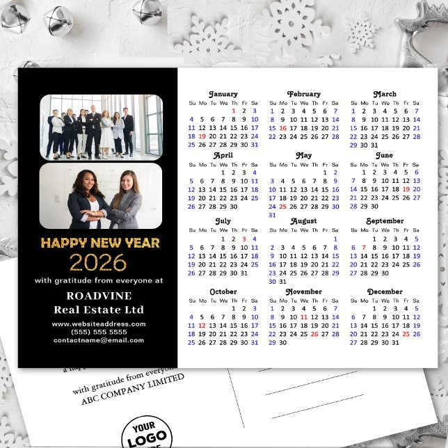 Cartes Pour Fêtes Annuelles Business 2026 Calendrier Parties scintillant moder (Créateur téléchargé)