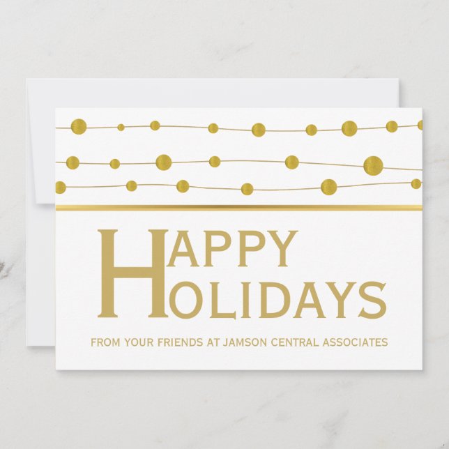 Cartes Pour Fêtes Annuelles Business billes en feuille d'or Joyeux Fêtes Noël (Devant)