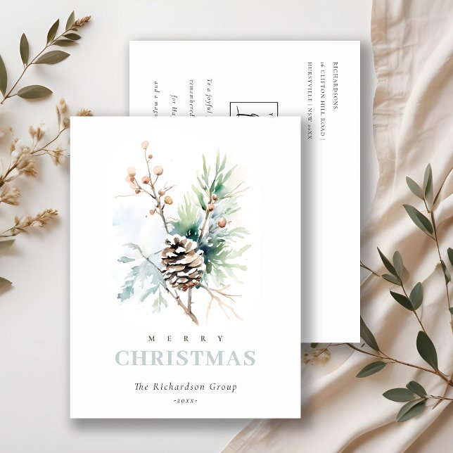 Cartes Pour Fêtes Annuelles Business Cône de pin Baies d'hiver Logo d'entrepri (Créateur téléchargé)