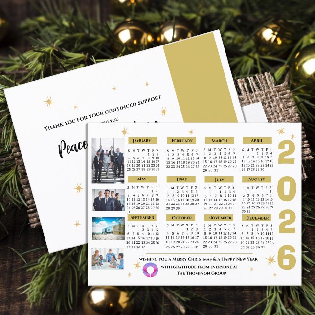 Cartes Pour Fêtes Annuelles Business Corporate Stars Calendrier Entreprise Log (Business Corporate Stars Calendar Company Logo Holiday Postcard)