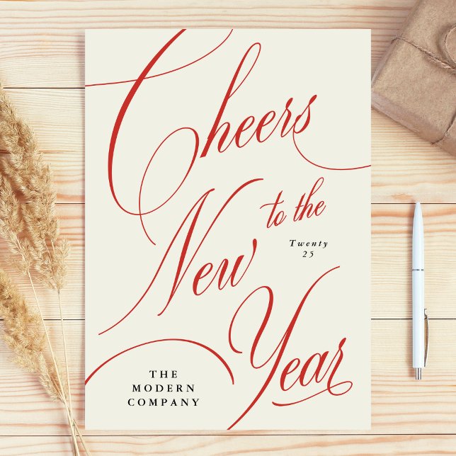 Cartes Pour Fêtes Annuelles Business Festive Red Cheers Nouvel An Holiday Card (Créateur téléchargé)