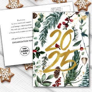 Cartes Pour Fêtes Annuelles Business Gold 2025 Festive Pine Bough