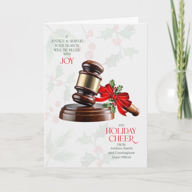 Cartes Pour Fêtes Annuelles Business Greeting Judicial Gavel Cheer Custom Name (Devant)