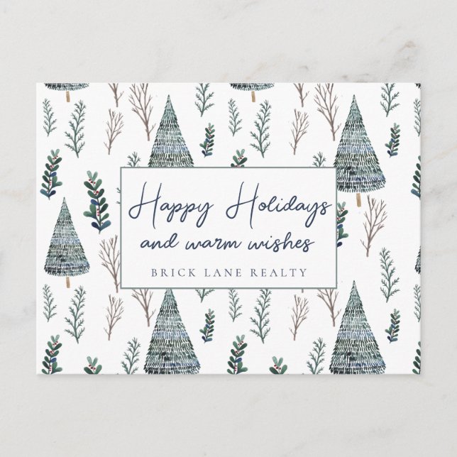 Cartes Pour Fêtes Annuelles Business Immobilier Happy Holidays Classy Green (Devant)