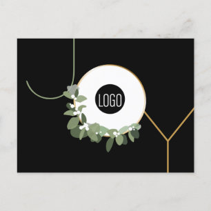 Cartes Pour Fêtes Annuelles Business Logo Wreath Happy Holidays Modern Joy