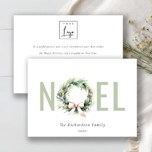 Cartes Pour Fêtes Annuelles Business Noel Christmas Wreath Logo d'entreprise