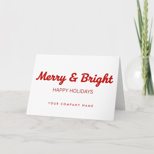 Cartes Pour Fêtes Annuelles Business Retro Script Merry & Bright (Devant)