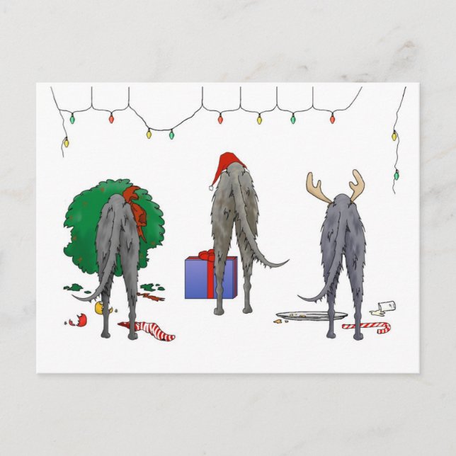 Cartes Pour Fêtes Annuelles Butt A Deerhound Christmas (Devant)
