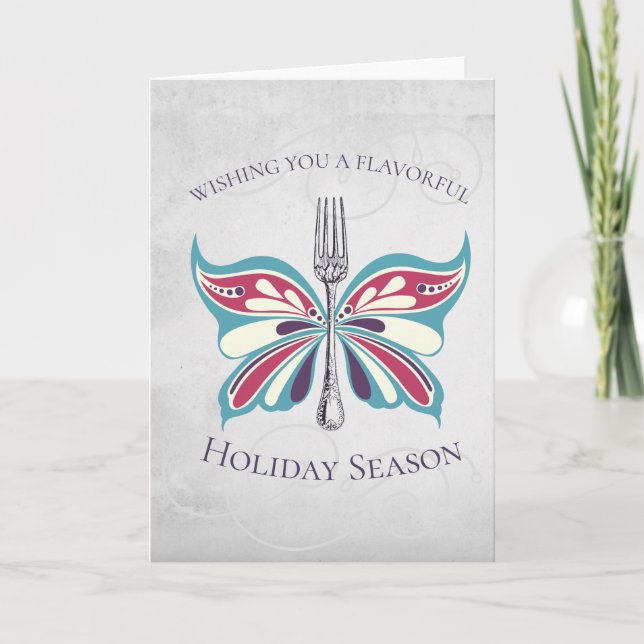 Cartes Pour Fêtes Annuelles Butterfly fork chef catering Christmas card (Devant)
