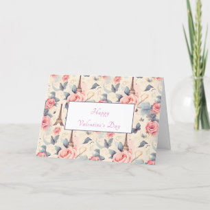 Cartes Pour Fêtes Annuelles Butterfly Tour Eiffel et Saint Valentin Rose