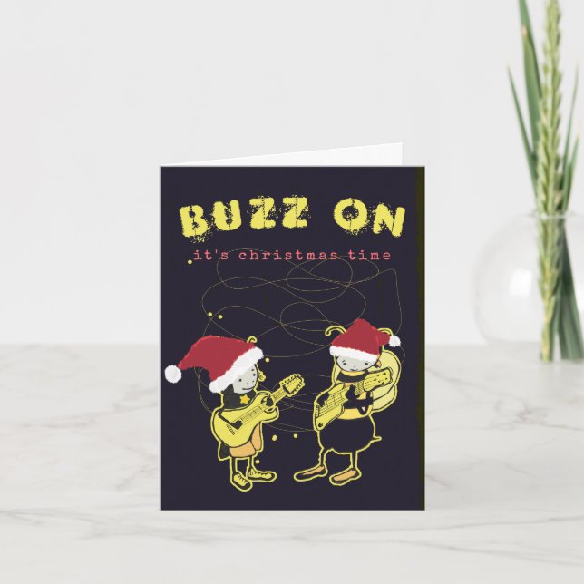 Cartes Pour Fêtes Annuelles Buzz drôle sur Rock Silly Noël Humour Noir (Devant)