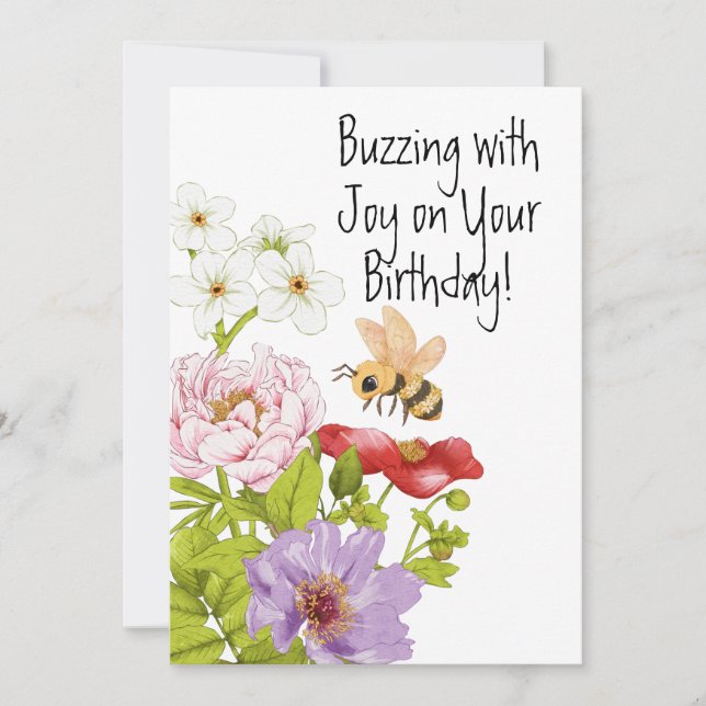 Cartes Pour Fêtes Annuelles Buzzing Bee With Joy on Your Birthday Card (Devant)