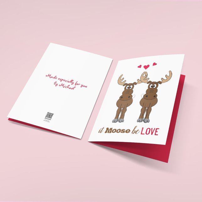 Cartes Pour Fêtes Annuelles Ça doit être l'amour Saint-Valentin Mignon Drôle (It Moose be love cute Valentine's Day greeting card. )