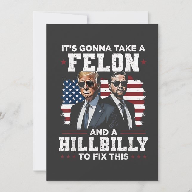 Cartes Pour Fêtes Annuelles Ça va prendre Felon et Trump Vance (Devant)