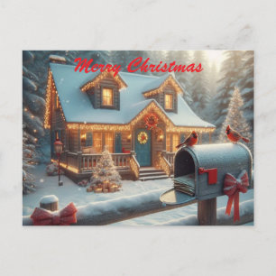 Cartes Pour Fêtes Annuelles Cabane de Noël cosy au Pays des Merveilles de l'Hi