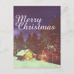 Cartes Pour Fêtes Annuelles Cabane merveilleuse de Noël hivernal Cozy