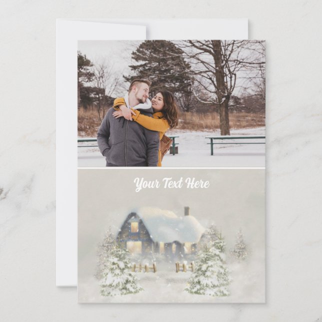 Cartes Pour Fêtes Annuelles Cabane rustique de Noël Solstice d'hiver Forêt (Devant)