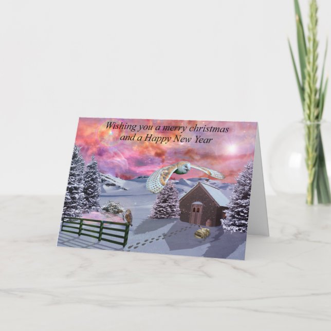 Cartes Pour Fêtes Annuelles Cabine dans la neige - Joyeux Noël (Devant)