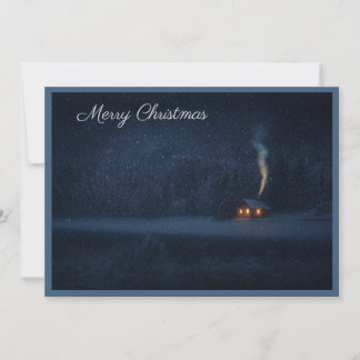 Cartes Pour Fêtes Annuelles Cabine de bord de lac en hiver