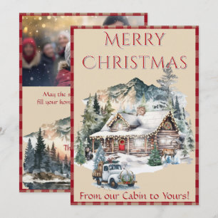 Cartes Pour Fêtes Annuelles Cabine de journal dans les montagnes Noël 1 Photo