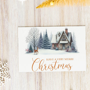 Cartes Pour Fêtes Annuelles Cabine d'hiver cosy « Joyeux Noël »