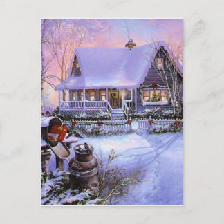 Cartes Pour Fêtes Annuelles Cabine vintage de Noël de pays