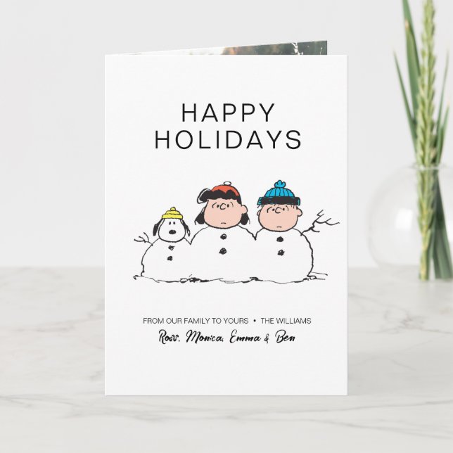 Cartes Pour Fêtes Annuelles cacahuètes | 3 Personne Snowman (Devant)