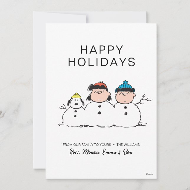 Cartes Pour Fêtes Annuelles cacahuètes | 3 Personne Snowman (Devant)