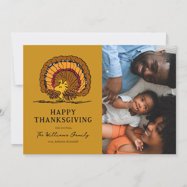 Cartes Pour Fêtes Annuelles cacahuètes | Bon thanksgiving Woodstock Turquie (Devant)