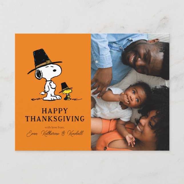 Cartes Pour Fêtes Annuelles cacahuètes | Bons thanksgivings pèlerins (Devant)