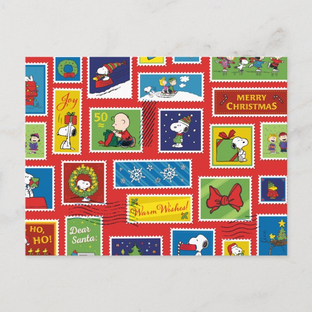 Cartes Pour Fêtes Annuelles cacahuètes | Motif des timbres de Noël (Devant)
