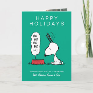 Cartes Pour Fêtes Annuelles Cacahuètes   Plat de nourriture Ho Ho Ho de Snoopy