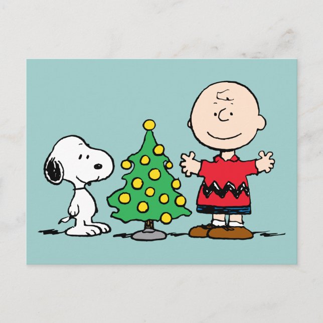 Cartes Pour Fêtes Annuelles cacahuètes | Snoopy & Charlie Arbre de Noël Brown (Devant)