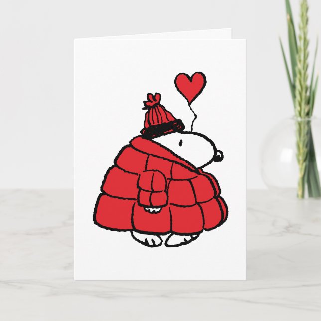 Cartes Pour Fêtes Annuelles cacahuètes | Snoopy Puffer Veste Valentine (Devant)