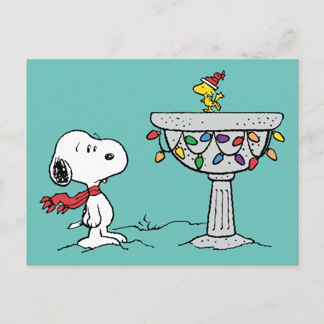 Cartes Pour Fêtes Annuelles cacahuètes | Snoopy & Woodstock Bain décoré d'oise (Devant)