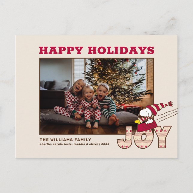 Cartes Pour Fêtes Annuelles cacahuètes | Snoopy & Woodstock Joy Sled Ride (Devant)