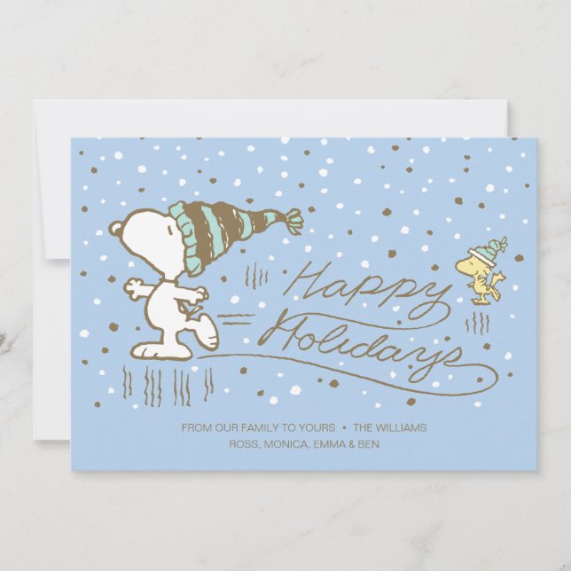 Cartes Pour Fêtes Annuelles cacahuètes | Snoopy & Woodstock Patinage d'hiver (Devant)