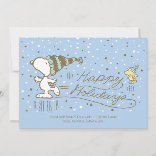 Cartes Pour Fêtes Annuelles cacahuètes Snoopy & Woodstock Patinage d'hiver