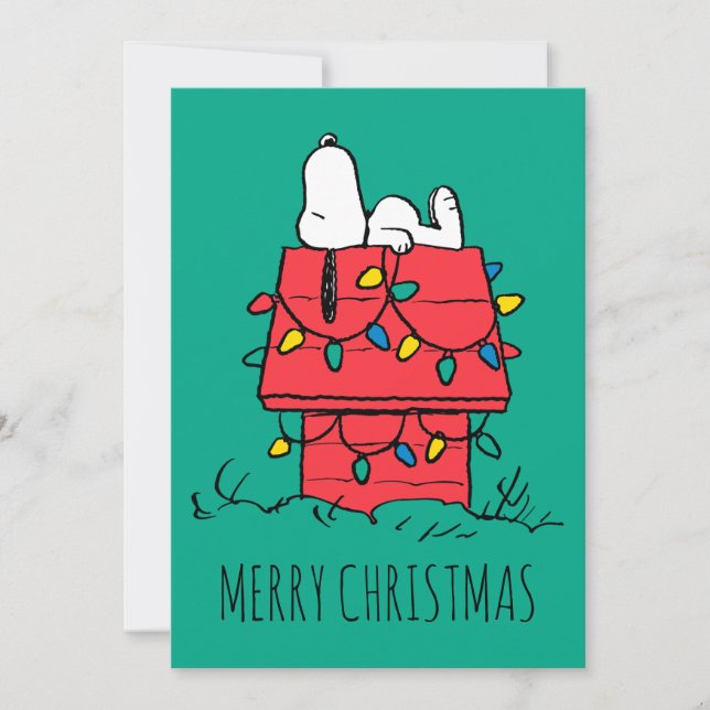 Cartes Pour Fêtes Annuelles cacahuètes | Snoopy's Dog House With Lights (Devant)