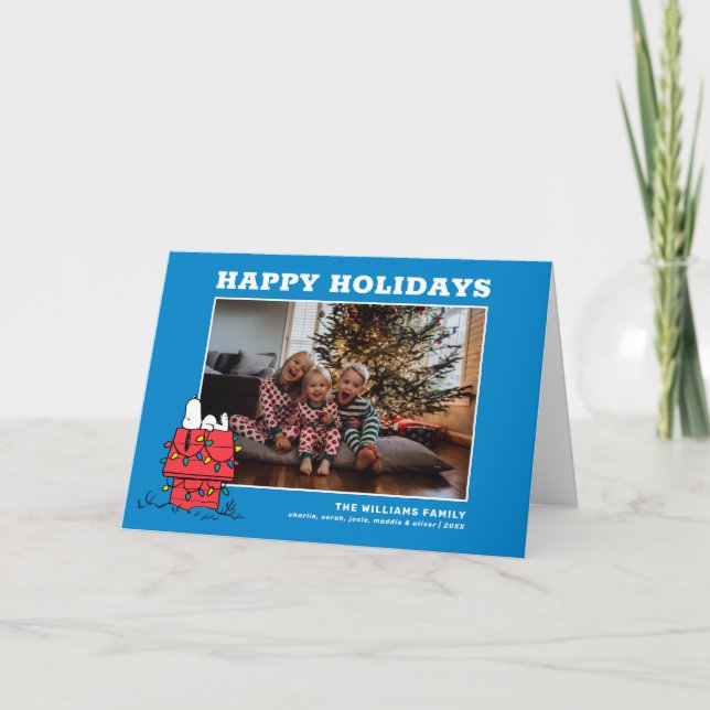 Cartes Pour Fêtes Annuelles cacahuètes | Snoopy's Dog House With Lights (Devant)