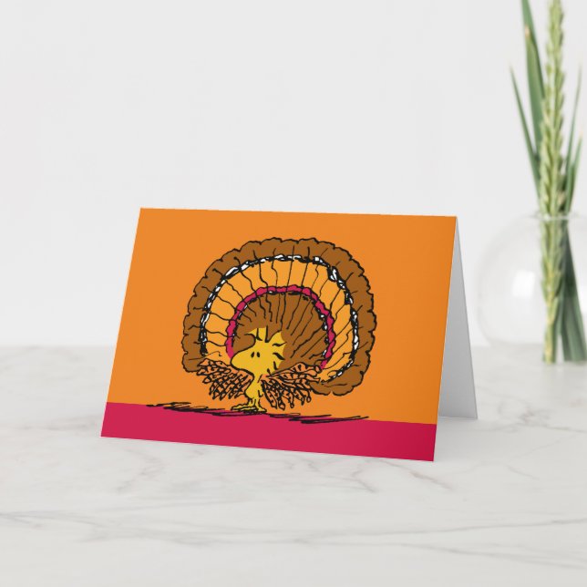 Cartes Pour Fêtes Annuelles Cachou | Joyeux Thanksgiving Woodstock Dinde (Devant)