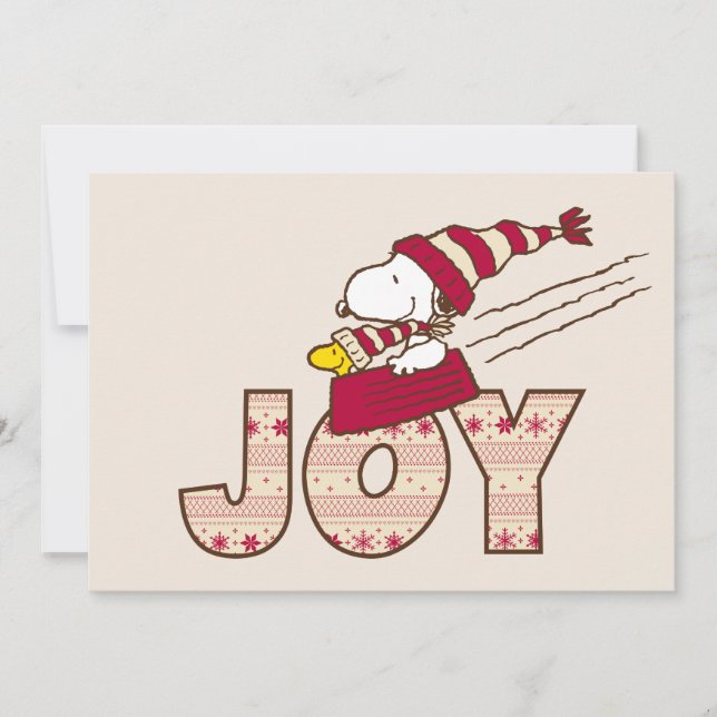 Cartes Pour Fêtes Annuelles Cachou | Snoopy & Woodstock Joie de la luge (Devant)