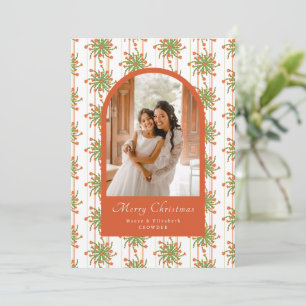 Cartes Pour Fêtes Annuelles Cactus de Noël Fleurs Rayées Photo Noël