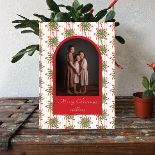 Cartes Pour Fêtes Annuelles Cactus de Noël Fleurs Rayées Photo Noël